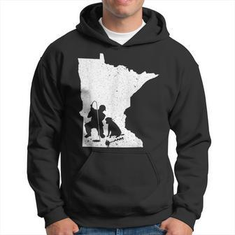 Vintage Minnesota Ice Fishing & Dog Dad Gift Hoodie - Seseable