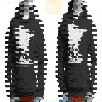 Vintage Minnesota Ice Fishing & Dog Dad Gift Hoodie - Seseable