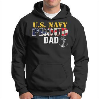 Vintage Navy Proud Dad With US American Flag Gift Hoodie - Seseable