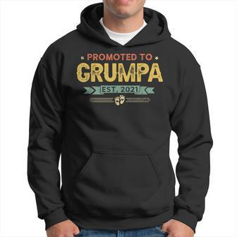 Vintage New Grandpa Promoted To Grumpa Est2021 New Baby Hoodie | Mazezy