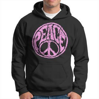 Vintage Pink Peace Sign 60S 70S Hippie Retro Peace Symbol Hoodie | Mazezy CA