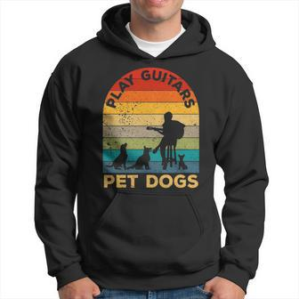Vintage Play Guitars Pet Dogs - Dog And Music Lovers Gifts Hoodie - Seseable