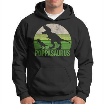 Vintage Poppasaurus Dad Apparel Funny Poppa Two Dinosaurs Hoodie - Seseable