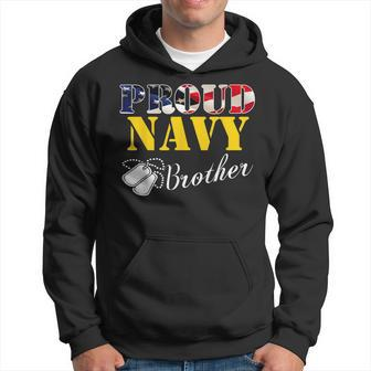 Vintage Proud Navy Brother With American Flag Gift Veteran Hoodie - Seseable