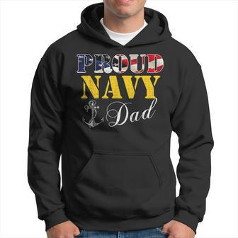 Vintage Proud Navy With American Flag For Dad Gift Hoodie - Seseable