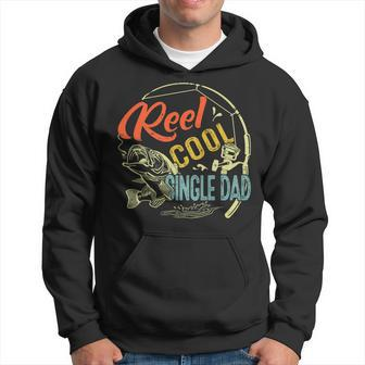 Vintage Reel Cool Single Dad Fathers Day Fishing Fisher Hoodie - Thegiftio UK