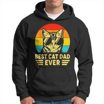 Vintage Retro Best Cat Dad Ever Retro Fathers Day Cat Daddy Hoodie - Thegiftio UK