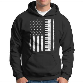 Vintage Retro Keyboard Usa Flag Piano Player Pianist Music Hoodie - Seseable