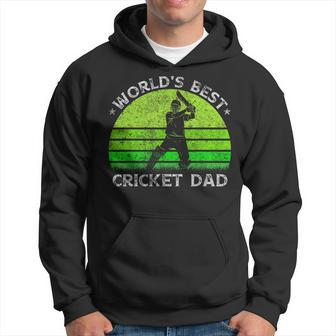 Vintage Retro Worlds Best Cricket Dad Silhouette Sunset Hoodie | Mazezy