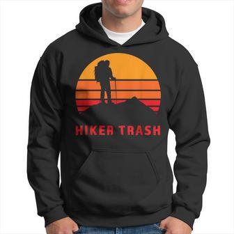 Vintage Sunset Distressed Text Thru Hiker Trash Mountain Sun Men Hoodie Graphic Print Hooded Sweatshirt - Seseable
