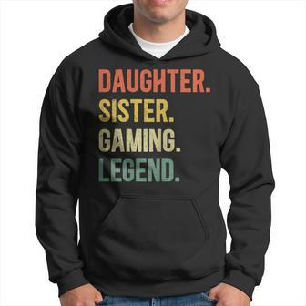 Vintage Tochter Schwester Gaming Legend Hoodie, Retro Gamer Girl Design - Seseable