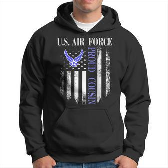 Vintage US Air Force Proud Cousin With American Flag Men Hoodie Graphic Print Hooded Sweatshirt - Thegiftio UK
