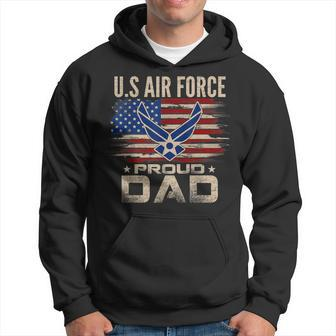 Vintage US Air Force Proud Dad With American Flag Hoodie - Seseable