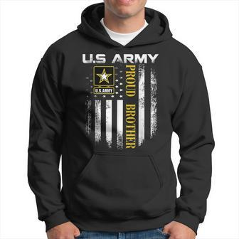 Vintage US Army Proud Brother With American Flag Gift Hoodie - Seseable