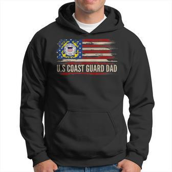 Vintage US Coast Guard Dad American Flag Veteran Gift Hoodie - Seseable
