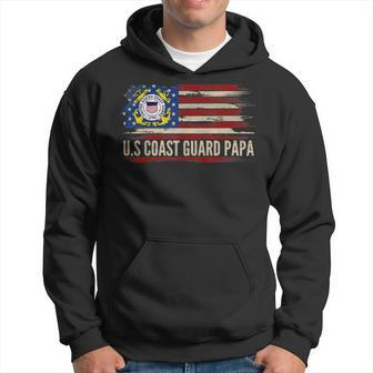 Vintage US Coast Guard Papa American Flag Veteran Gift Hoodie - Seseable