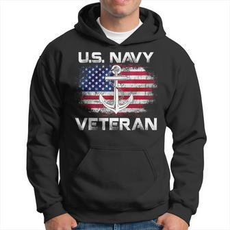 Vintage Us Navy With American Flag For Veteran Gift Hoodie - Seseable