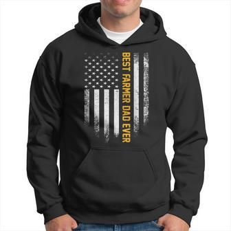 Vintage Usa American Flag Best Farmer Dad Ever Funny Gift Hoodie | Mazezy
