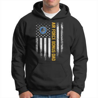 Vintage Usa American Flag Proud Air Force Veteran Bonus Dad Men Hoodie Graphic Print Hooded Sweatshirt - Seseable
