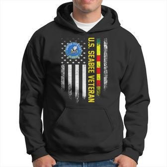 Vintage Usa American Flag Proud Us Seabee Vietnam Veteran Men Hoodie Graphic Print Hooded Sweatshirt - Seseable