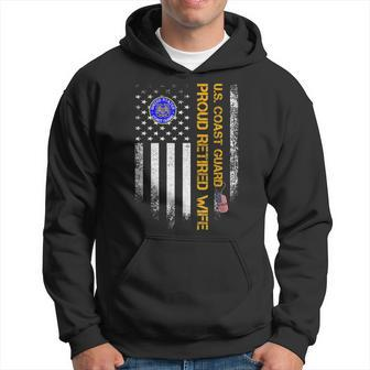 Vintage Usa American Flag Us Coast Guard Proud Retired Wife Men Hoodie Graphic Print Hooded Sweatshirt - Seseable
