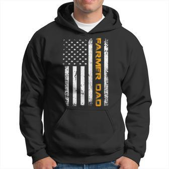 Vintage Usa Farmer Dad American Flag Funny Fathers Day Gift Hoodie - Seseable