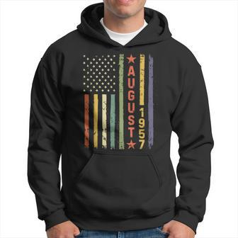 Vintage Usa Flag Awesome Since August 1957 62Th Birth Hoodie - Seseable