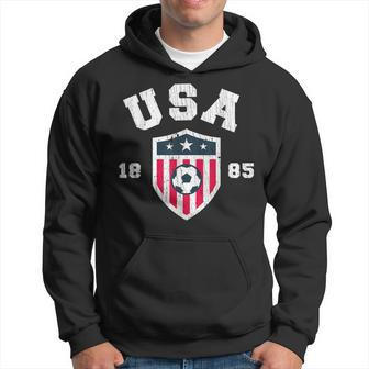 Vintage Usa Soccer 1885 American Flag Football Men Hoodie Graphic Print Hooded Sweatshirt - Seseable