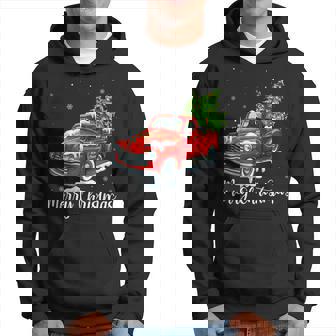 Vintage Wagon Christmas Red Truck Pick Up Funny Xmas Holiday Men Hoodie Graphic Print Hooded Sweatshirt | Seseable CA