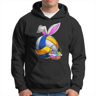 Volleyball Easter Bunny Ears Easter Eggs Hunting Basket Hoodie | Mazezy