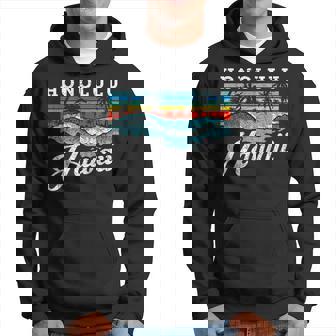 Waves Beach Honolulu Hawaiian Summer Surfing Retro Hawaii Hoodie | Mazezy