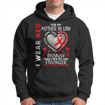 I Wear Red For My Mother In Law Heart Disease Awareness Men Hoodie - Thegiftio UK