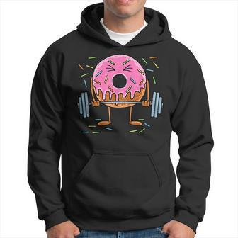 Weightlifing Barbell - Funny Workout Gym Weightlifter Donut Hoodie | Mazezy