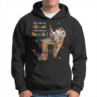What Makes You Different Giraffe Mom Autism Child Awareness Hoodie | Mazezy