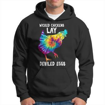 Wicked Chicken Lay Deviled Eggs Funny Farmhouse Chicken Men Hoodie Graphic Print Hooded Sweatshirt - Seseable