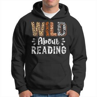 Wild About Reading Books Reader Lover Animals Leopard Zebra Hoodie | Mazezy