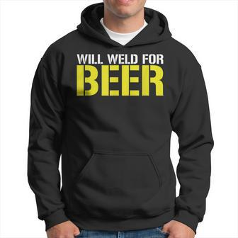 Will Weld For Beer - Welder Men Hoodie Graphic Print Hooded Sweatshirt - Seseable