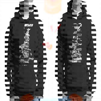 Woman Skeleton Bunny Ears Egg Hunting Easter Bones Spring Hoodie - Thegiftio