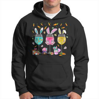 Womens Easter Bunny Wine Glasses Drinking Wine Lover Easter Day Hoodie - Thegiftio UK