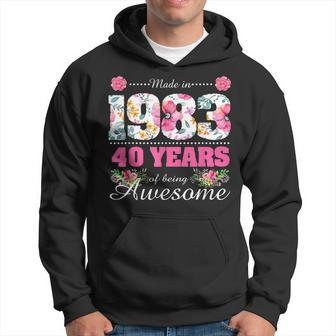 Womens Made In 1983 Floral 40Th Birthday Gifts 40 Year Old Hoodie | Mazezy AU