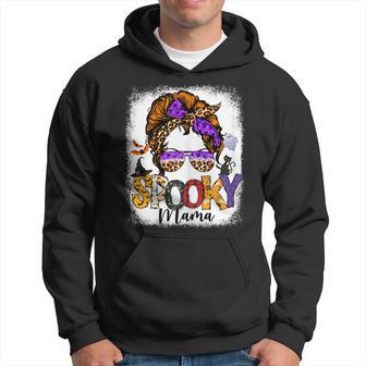 Womens One Spooky Mama Messy Bun Women Witch Mom Halloween Costume Men Hoodie Graphic Print Hooded Sweatshirt - Thegiftio