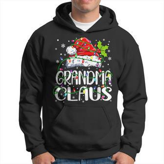 Womens Womens Grandma Claus Christmas Lights Pajama Men Hoodie Graphic Print Hooded Sweatshirt - Seseable