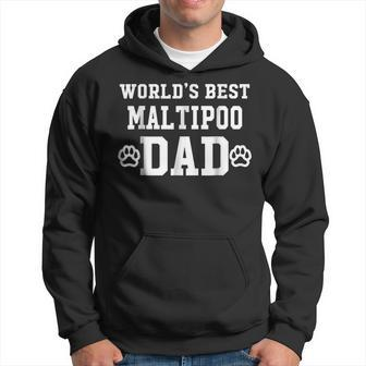 Worlds Best Maltipoo Dad Dog Lover Pawprint Hoodie | Mazezy