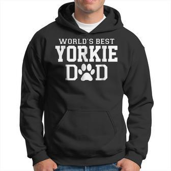 Worlds Best Yorkie Dad Dog Lover Pawprint Hoodie | Mazezy