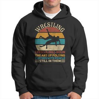 Wrestling Definition Funny Wrestle Men Retro Wrestler Outfit Hoodie | Seseable UK