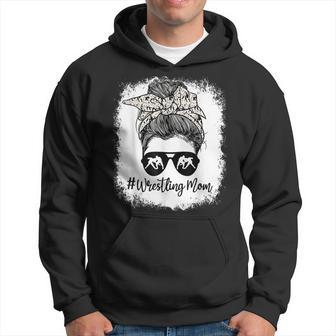 Wrestling Mom For Women Vintage Wrestle Messy Bun Hoodie | Seseable UK