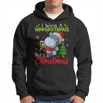 Xmas I Want A Hippopotamus For Christmas Hippo Candy V2 Men Hoodie Graphic Print Hooded Sweatshirt - Seseable