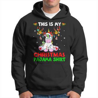 Xmas This Is My Christmas Unicorn Santa Hat Lights Men Hoodie Graphic Print Hooded Sweatshirt - Seseable