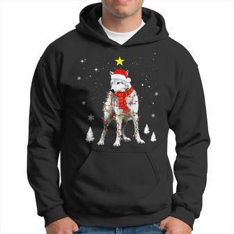 Xmas Wolf Santa Hat Tree Christmas Lights Wolf Lover Men Hoodie Graphic Print Hooded Sweatshirt - Seseable