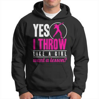 Yes I Throw Lika A Girl Shot Putter Track And Field Shot Put Hoodie | Mazezy DE